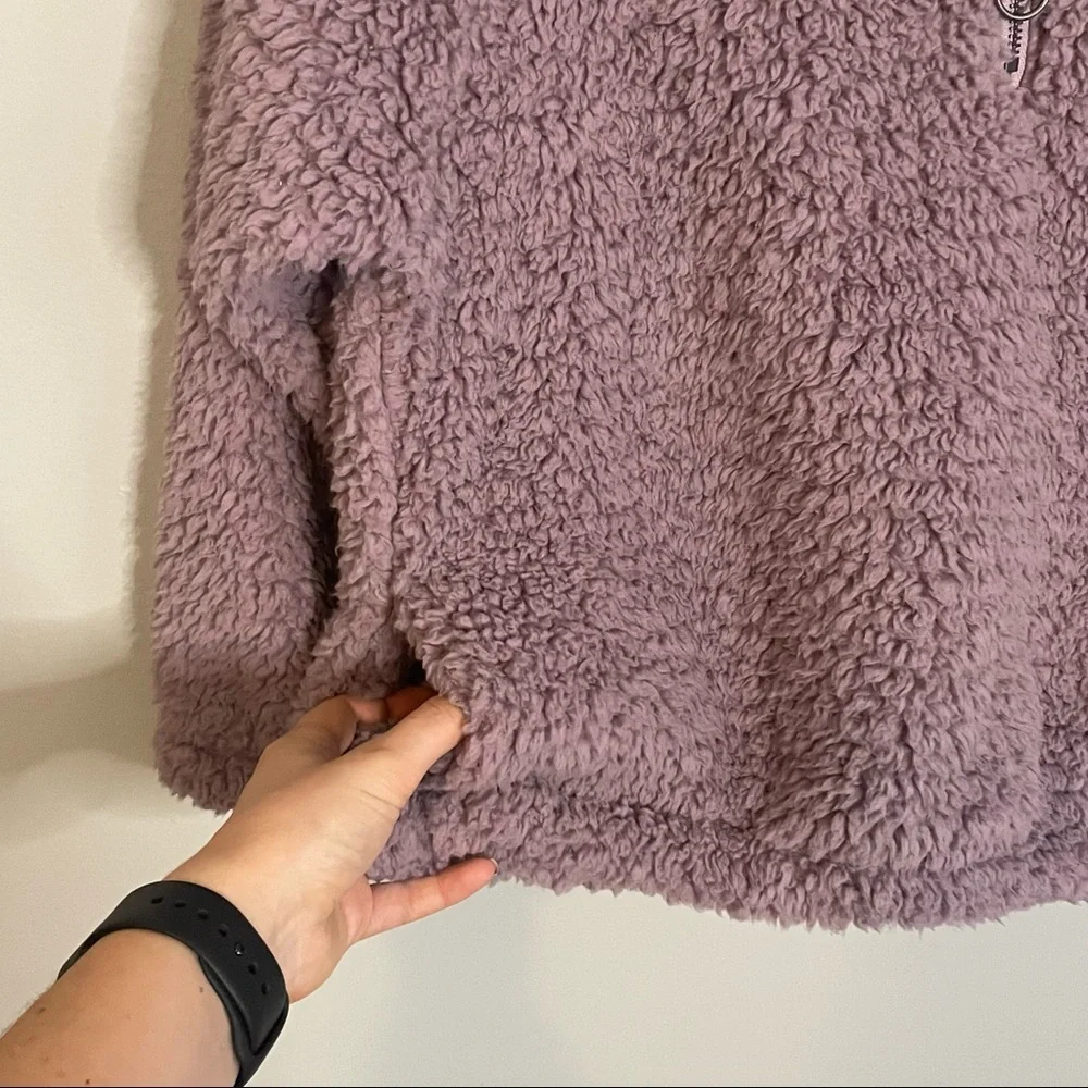 Vintage Havana Sherpa Quarter Zip Pullover Sweatshirt Lavender XL
